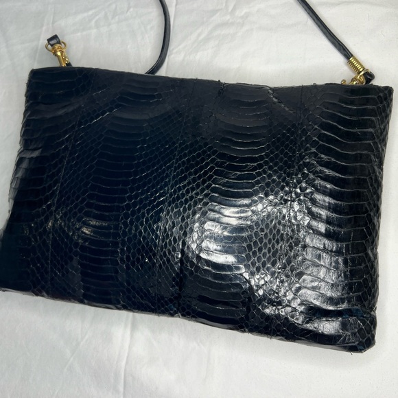 Vintage Black Snakeskin Clutch by Jasmin - Picture 6 of 8